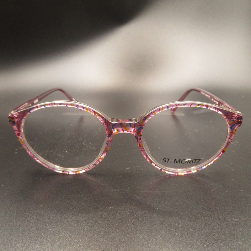 ST. MORITZ Eyeglass Frames Sissy Pink Violet Multi-Color Pattern Round 52-18-135 gallery