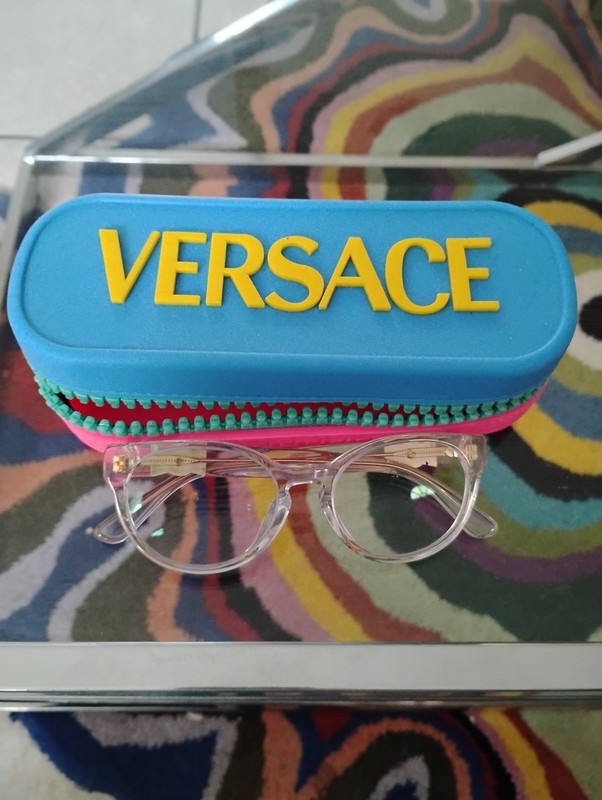 Versace Women’s Clear Round Full Rim Plastic Eyeglass Frames Solid Pattern gallery