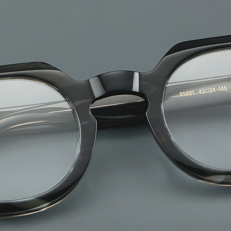 Retro Gray Oval Full Rim Deluxe Bold Acetate Rivet Eyeglass Frames Spectacles gallery
