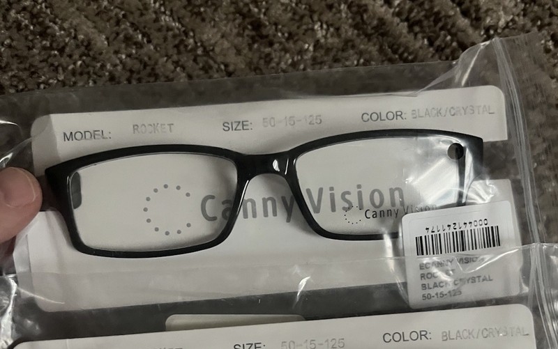 NEW CANNY VISION Black on Crystal ROCKET Eyeglasses 50-15-125