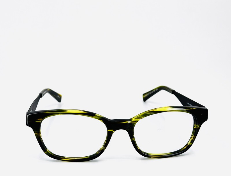NORMAN CHILDS STANWIX AMGB Olive Black Womens Cat Eye Eyeglasses 49-18-145 B:35 