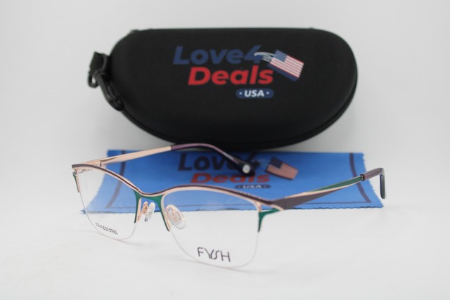 NEW FYSH 3743 M216 TEAL GOLD PURPLE GUNMETAL AUTHENTIC EYEGLASSES 52-17