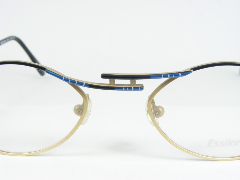 Vintage Essilor EE Mod 406 007 GOLD /BLUE /BLACK EYEGLASSES GLASSES 50-19-135mm gallery