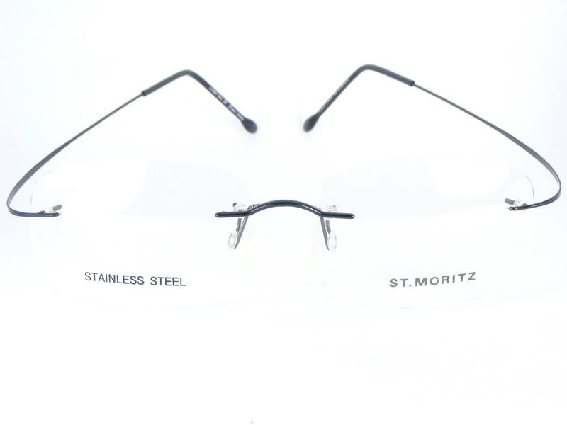 NEW ST. MORITZ CYBER 802 BLACK EYEGLASSES GLASSES METAL RIMLESS 51-19-140mm