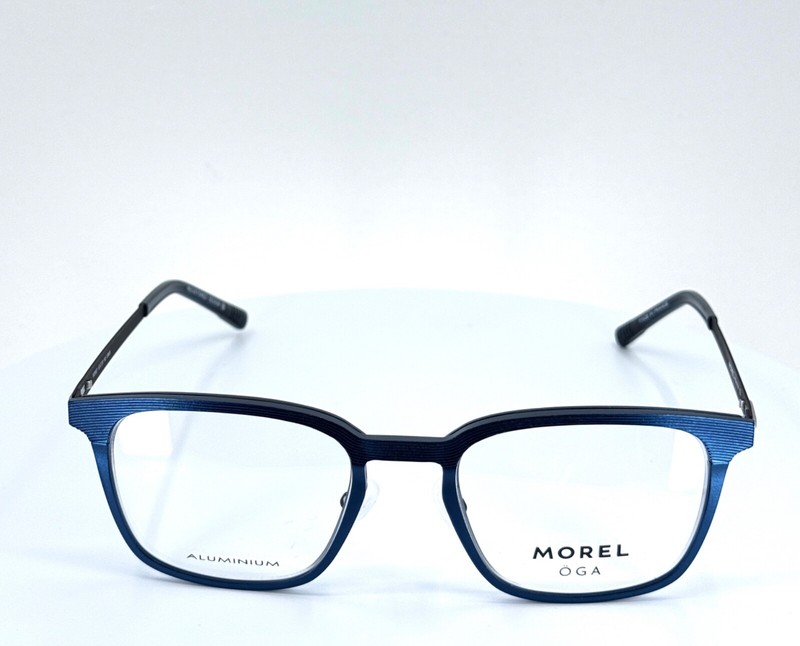 MOREL OGA 10204O BN08 Blue Black Square Full Rim Eyeglasses 52-20-145 B:42