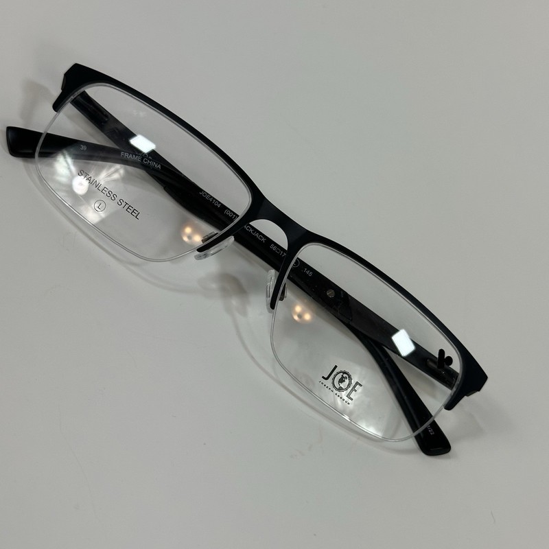 New Joe Eyeglasses Joe4104 001 Blackjack Rectangle 56-17-145 Demo Lenses