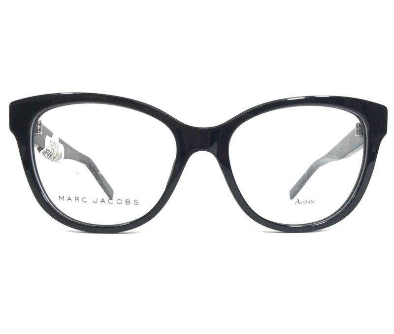 NEW Marc Jacobs Eyeglasses Frames MARC 115 807 Shiny Black Silver Cat Eye
