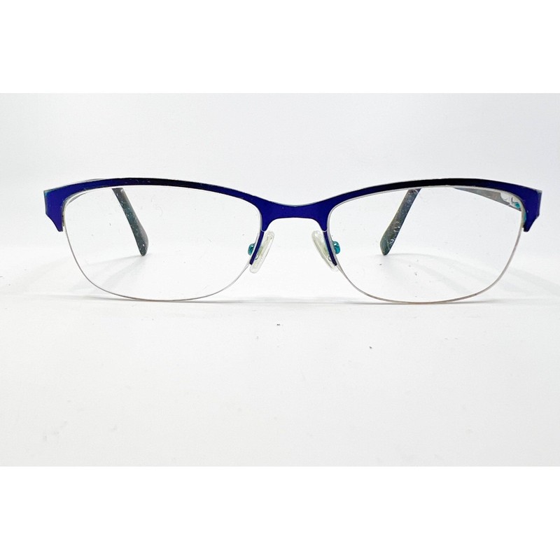 Jill Stuart Eyeglasses Womens Blue Teal Semi Rimless Cat Eye JS343 54-17-135