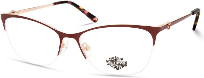 Harley Davidson HD0561 Burgundy 070 Cat Eye Semi Rim Eyeglasses Frame 54-16-140