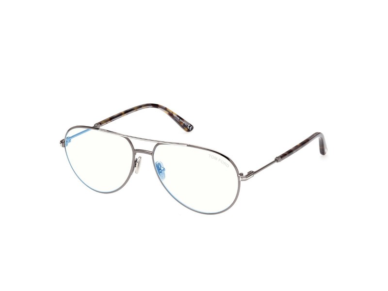 NEW TOM FORD FT5829-B 008 SHINY GUNMETAL/CLEAR BLUE LIGHT BLOCK 57MM AUTHENTIC