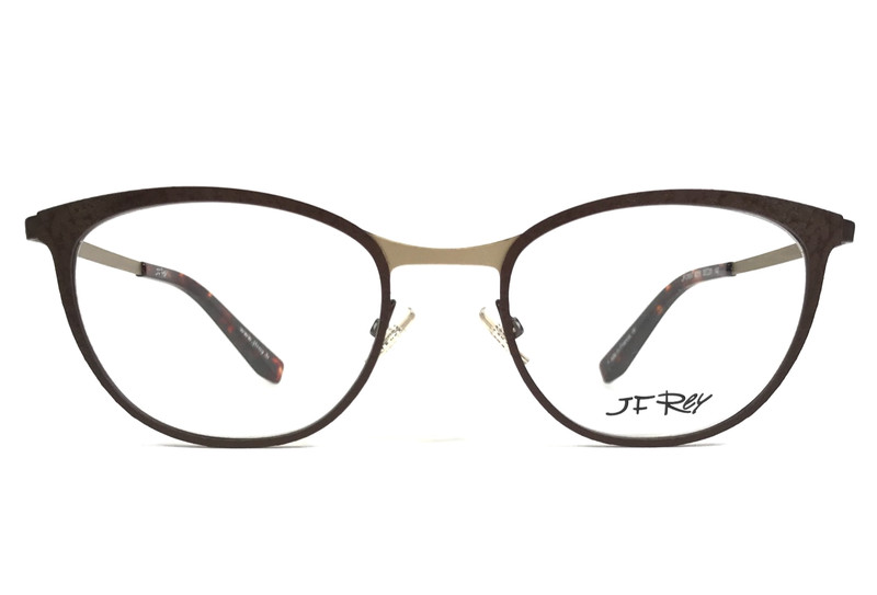 J.F Rey Eyeglasses Frames JF2657 9255 Matte Brown Gold Cat Eye 52-20-140