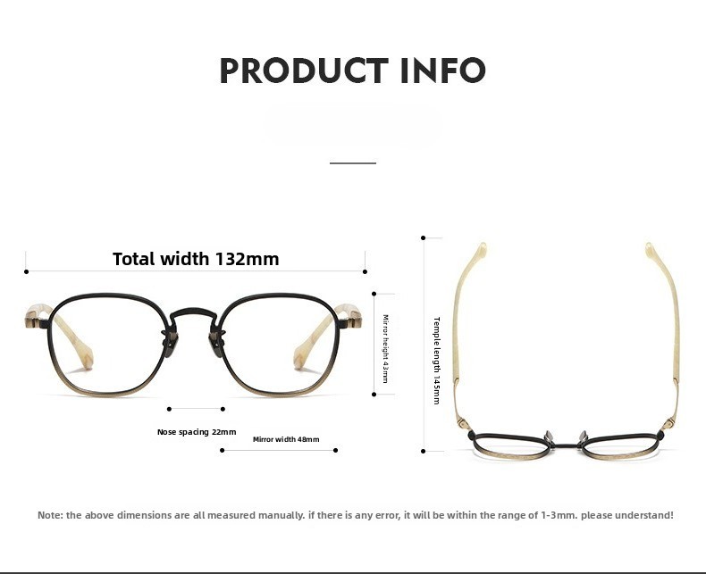 Retro Acetate Pure Titanium Deluxe Full Rim Eyeglass Bold Temple Frame Men Women gallery