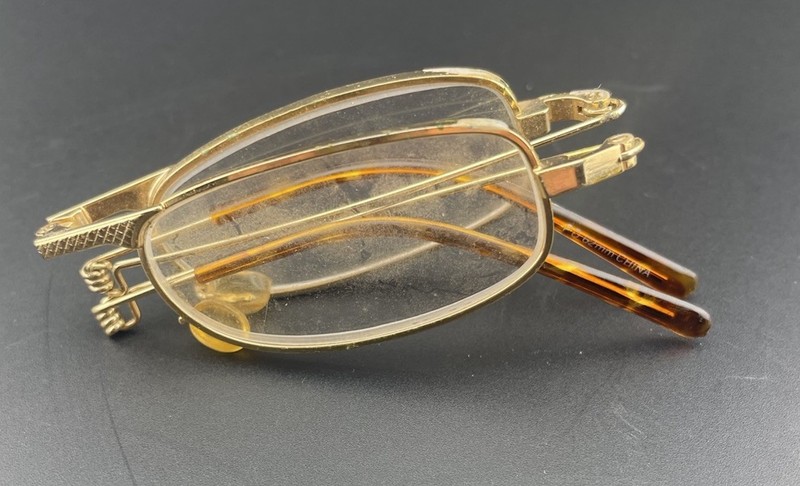 HE Harris & Co Eyeglass Wire Frames Only Collapsible Foldable Granny Glasses
