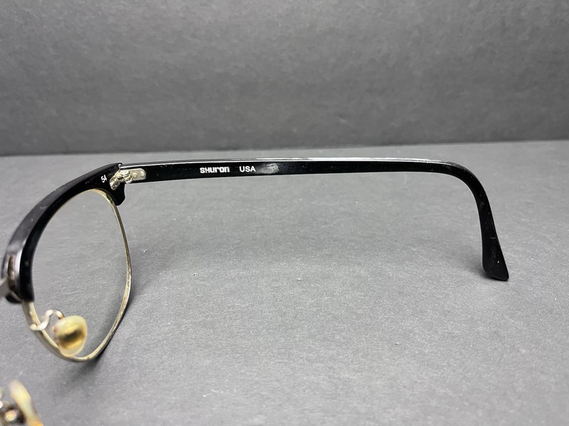 Shuron Ronsir Size 6 1/2" Eyeglasses Black Silver Taper Side Oval Half Rim 54-22 gallery