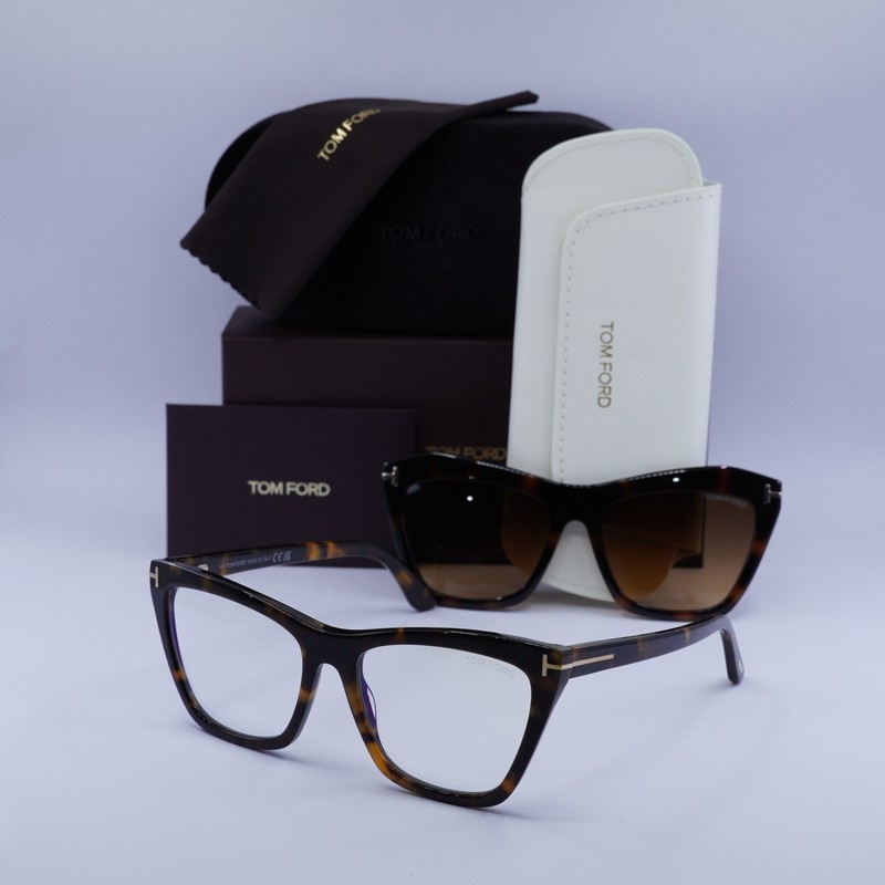 NEW Tom Ford FT5971-B 052 Dark Havana/Clear Blue Light Block with Magnetic Cl…