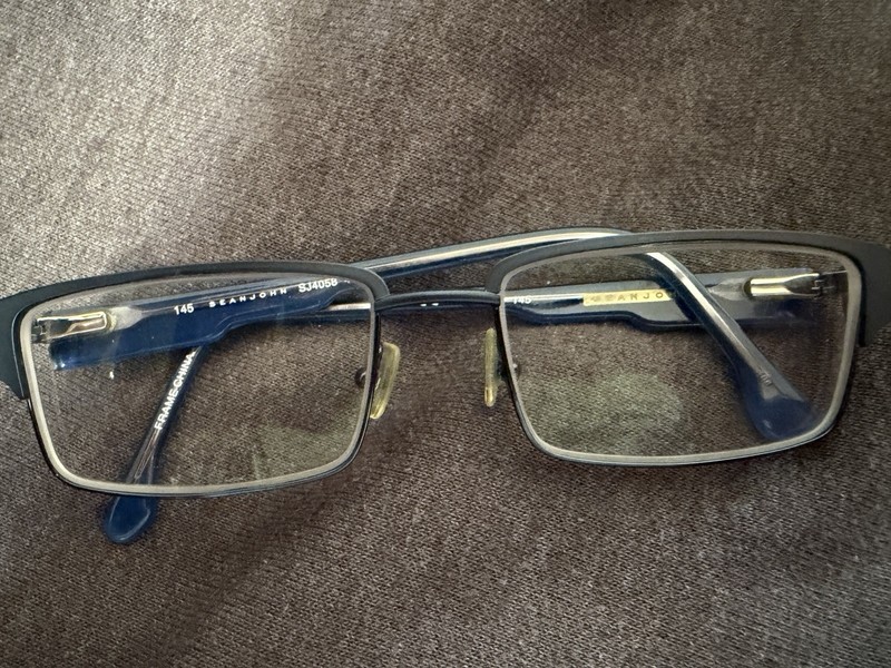 Sean John SJ4058 414 Matte Black Navy Blue Rectangle Eyeglasses Frames 55-17-145