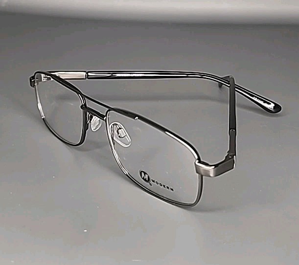 Modern MISSION Gunmetal Full Rim Double Bridge Metal Eyeglass Frame 54/18/140