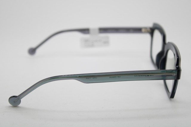NEW L.A. EYEWORKS FAIRFAX 987 CLEAR TEAL GLITTER AUTHENTIC EYEGLASSES 46-20 gallery