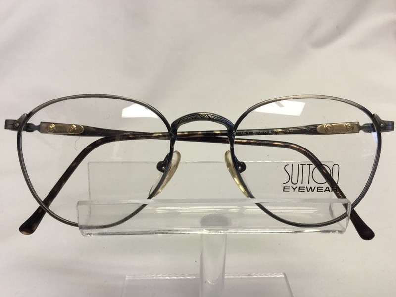 Sutton 3100 Eyeglasses Sunglasses Antique Pewter Silver Round Black Tortoise 50