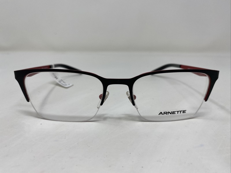 Arnette MAKAII 6126 723 53-19-145 Black/Red Metal Half Rim Eyeglasses Frame 7725