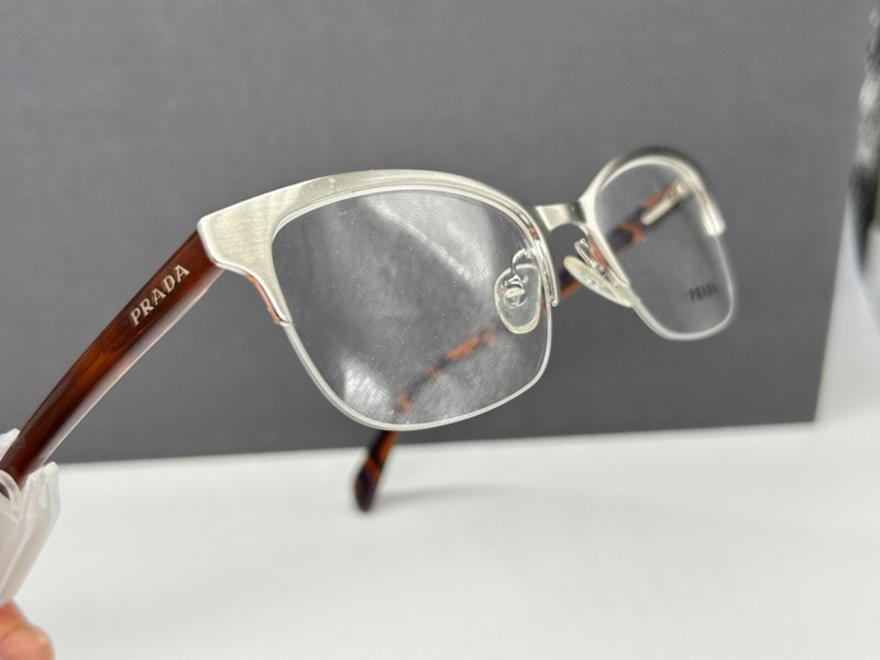 Prada Eyeglasses Frames Woman Gray Silver Brown Square VPR 60P Cat Eye NP:210€