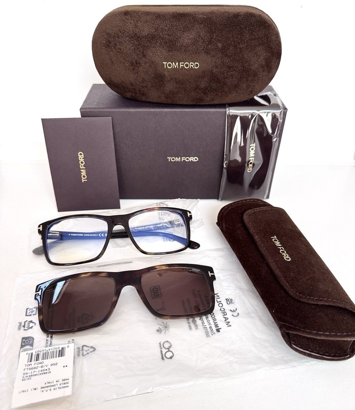 TOM FORD TF 5682-B 052 CLIP ON TORTOISE MEN’S RECTANGULAR EYEGLASSES FRAME 54-17