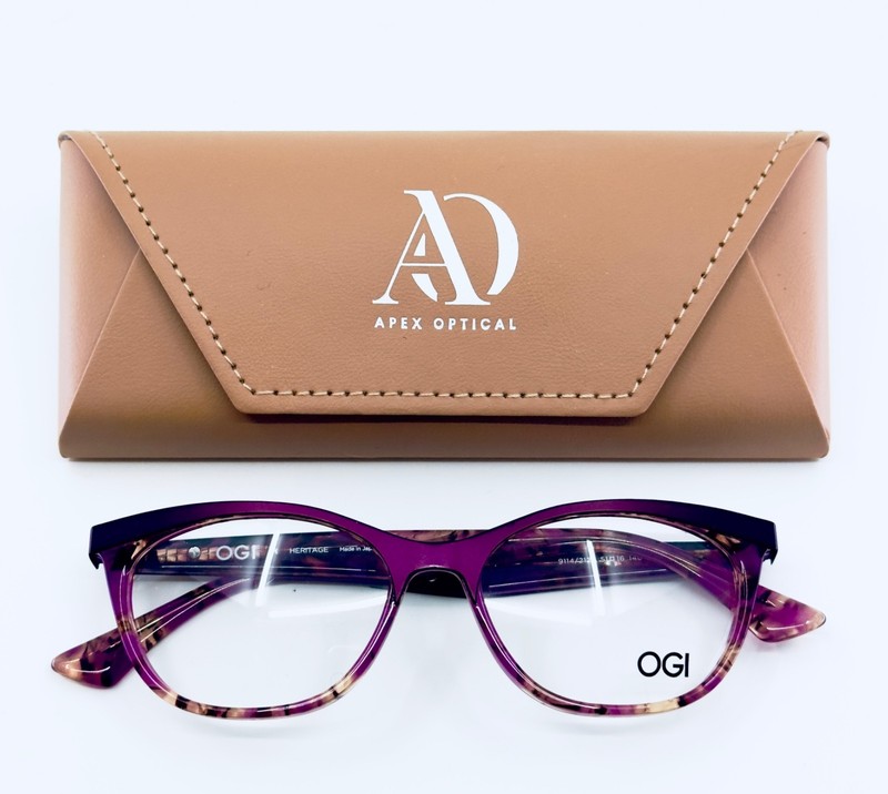 NEW OGI HERITAGE 9114/2124 Purple Womens Cat Eye Eyeglasses 51-16-140 B:36 A