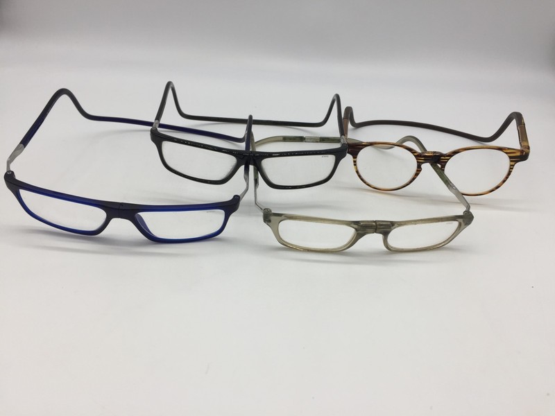 Lot of 4 – CliC and Other Eyeglasses Optical Frames Magnetic Front Neck Hanging