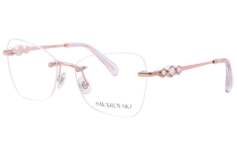 Swarovski SK1014 4014 Eyeglasses Women’s Rose Gold Rimless Butterfly Shape 53mm