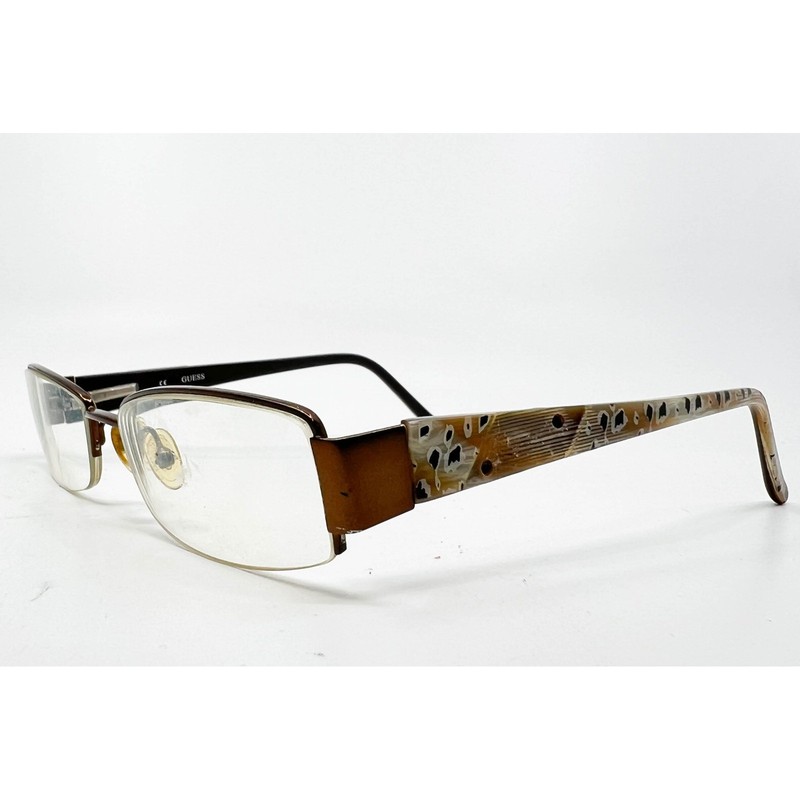 Guess Eyeglasses Womens Brown GU 1684 BRN Half Rim Rectangular 51-17-135