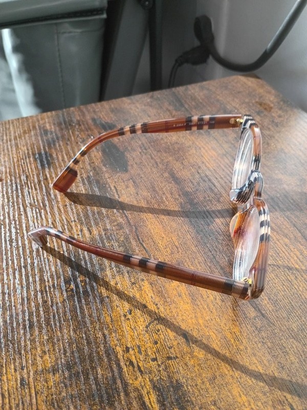 Burberry Brown Tortoise Check Round Eyeglasses Frames