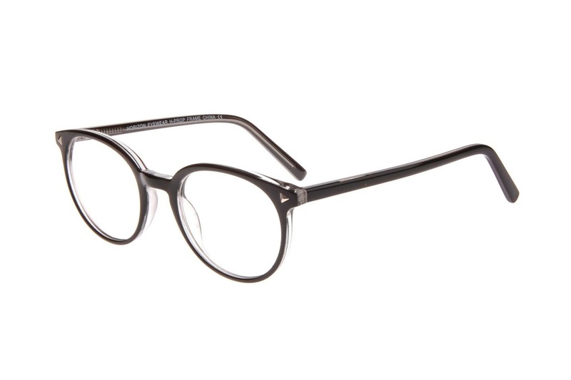 NEW HORIZON EYEWEAR Black on Crystal PROP Eyeglasses 49mm with Case