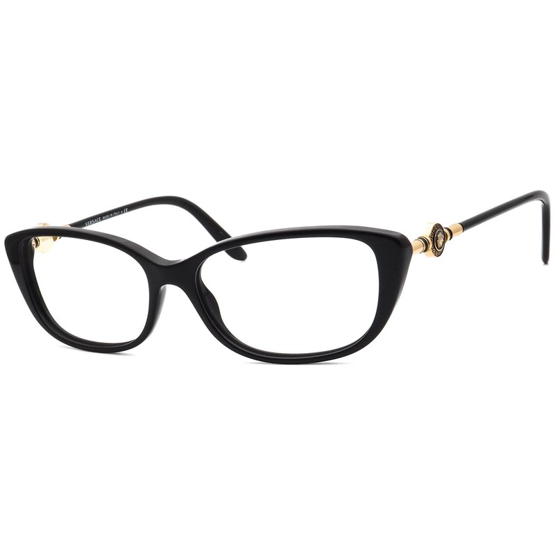 Versace Eyeglasses MOD. 3206 GB1 Polished Black/Gold Cat Eye Italy 52[]15 140 gallery