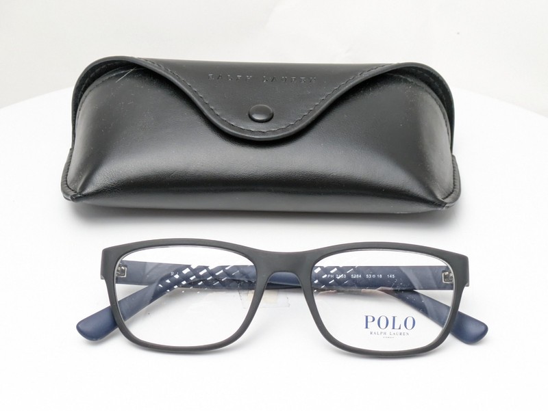Polo Ralph Lauren PH2153 5284 Matte Black Blue Men's Eyeglasses Frames 53-18-145 gallery
