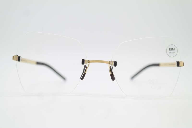 Glasses Götti Switzerland PERSPECTIVE EF01 Gold Black Rimless Eyeglasses New