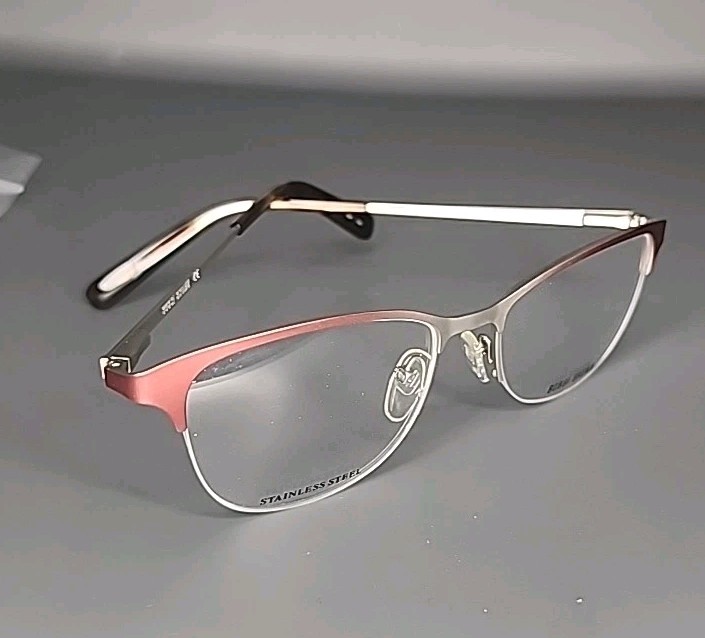 Bobbi Brown THE LULU 8KJ Red/ Silver Stainless Steel Eyeglass Frame 50/17/140 gallery