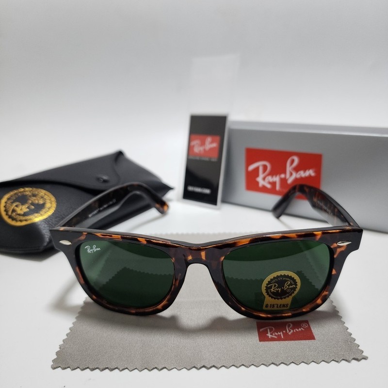Ray-Ban RB2140 Wayfarer Classic Sunglasses Tortoise Frame Green Glass Lens 50mm~