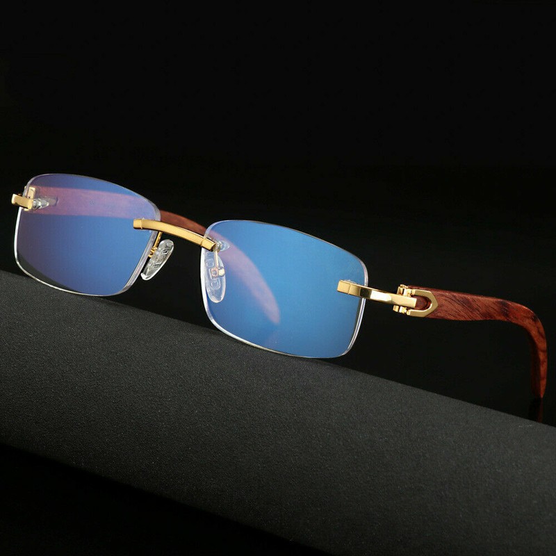 Wood Glasses Frame Men Rimless Eyeglasses Frames Wooden Gold 2019 New