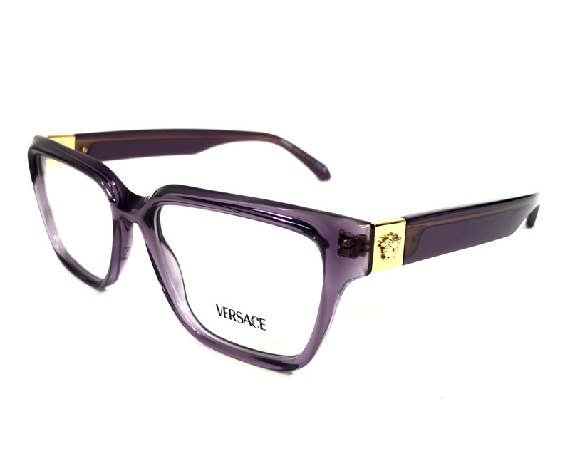 Versace Eyeglasses Frames MOD.3357 5464 Purple Gold Rectangle Full Rim 53-17-145