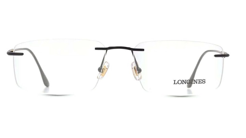 Longines LG5001-H 002 Black Plastic Optical Eyeglasses Rimless Frame 56-16-145