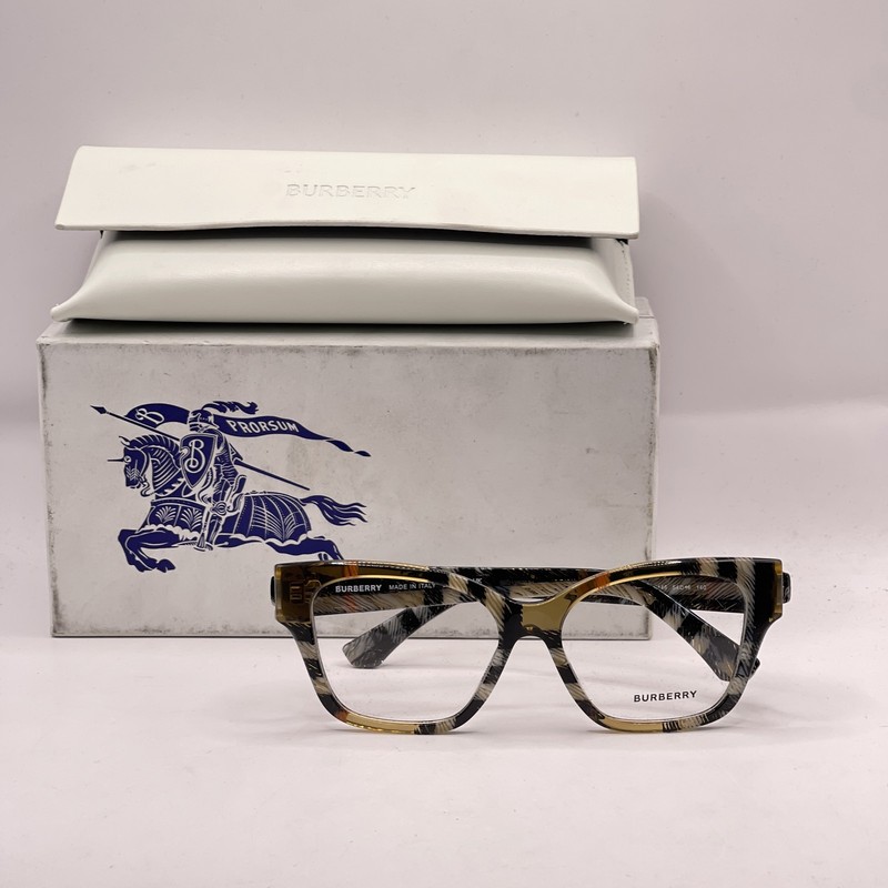 Burberry Womens Large Square Full Rim Eyeglasses BE2420 Check Sand