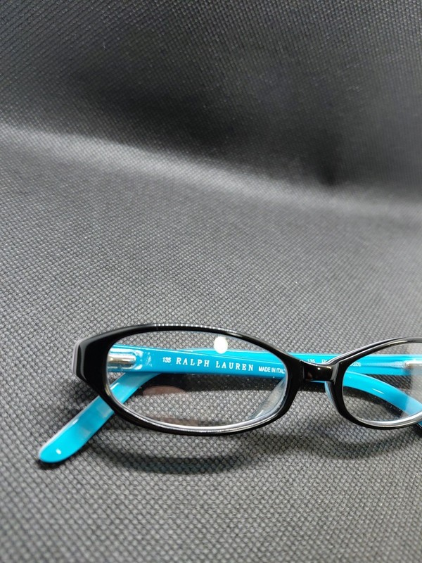 Ralph Lauren Black Blue Teal Clear Lucite Oval Glasses Italy RL1447 135 gallery