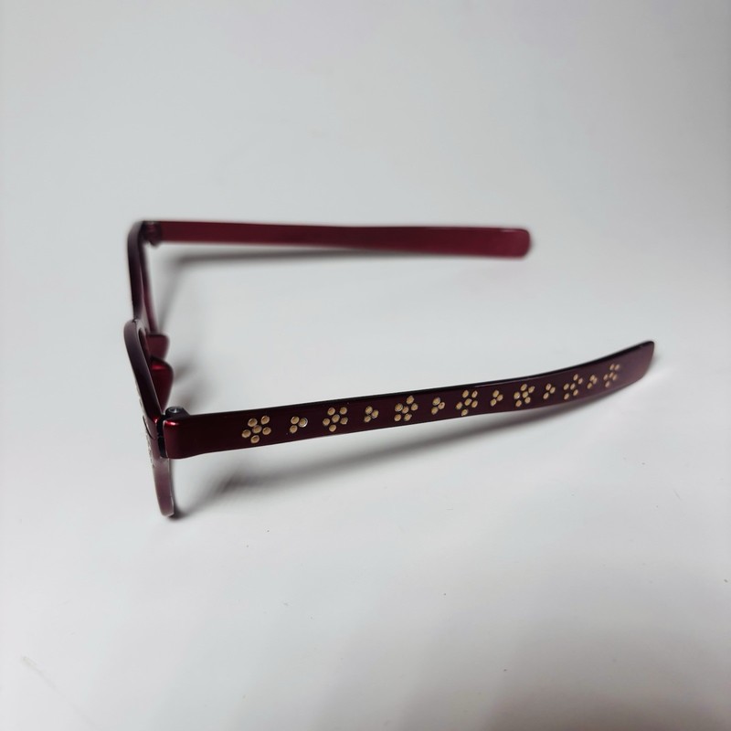 Vintage Turo Ind. Red Burgundy CAT EYE Eyeglasses Frames 46 22 USA Aluminum gallery