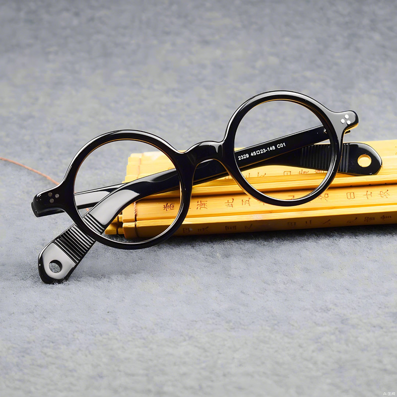 Vintage Round Acetate Eyeglasses Frames 45mm Retro Glasses Women Men Eyeglasses gallery
