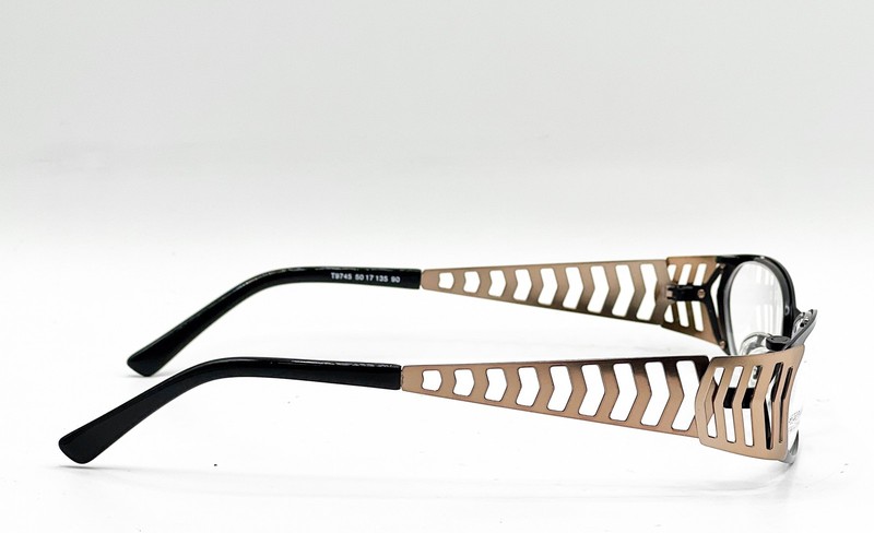 NEW TAKUMI T9745 90 BLACK/CARAMEL AUTHENTIC EYEGLASSES W/ CLIP 50-17 gallery