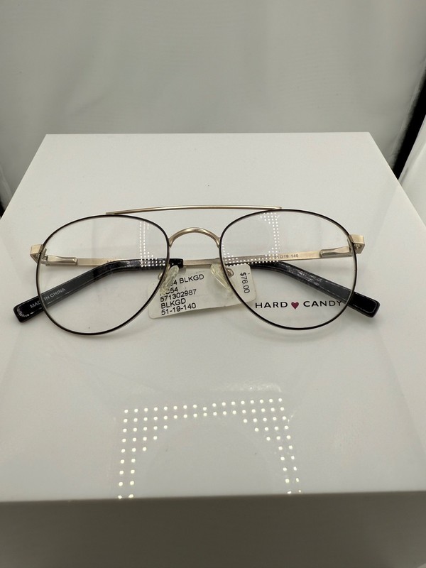 Hard Candy HC54 BLKGD Black Gold Eyeglass Frame 51 19 140 NWT