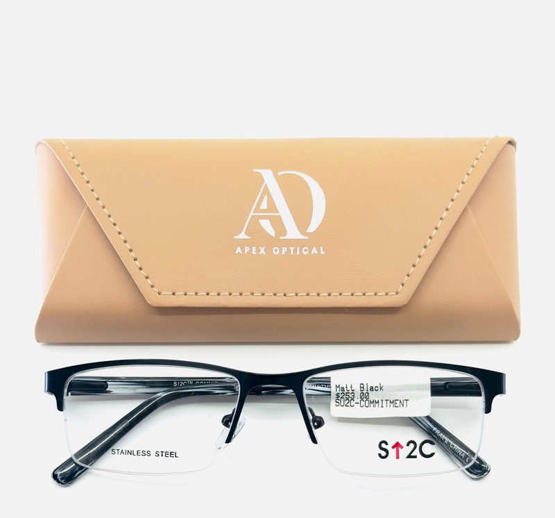 SU2C COMMITMENT MATT BLACK Unisex Rectangle Half Rim Eyeglasses 53-18-140 B:32
