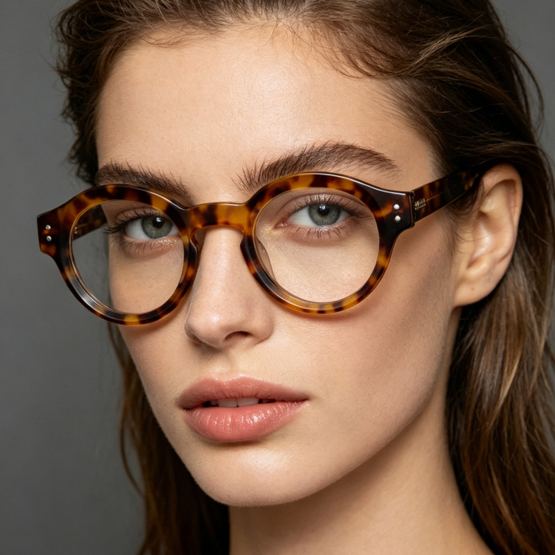 Retro Men Round Glasses Full Rim Leopard Women Eyeglass Frames 43 27-145mm gallery