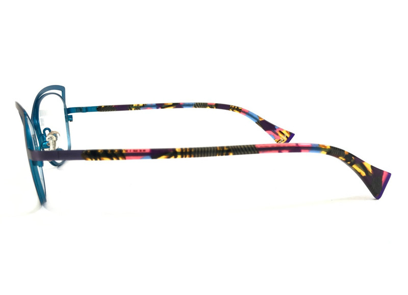 BOZ Eyeglasses Frames DISLUI 7520 Brushed Plum Turquoise Blue 52-16-140 gallery