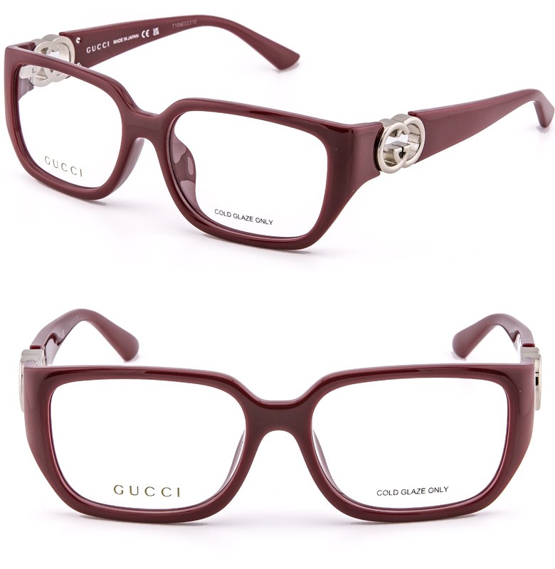 GUCCI GG1694O 1694 Burgundy GG Logo Geometric Unisex Eyeglasses Optical 55mm 003
